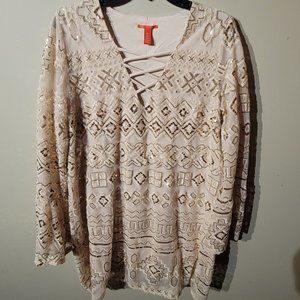 Chelsea & Violet Boho Sequin LS Mini Dress Size XL